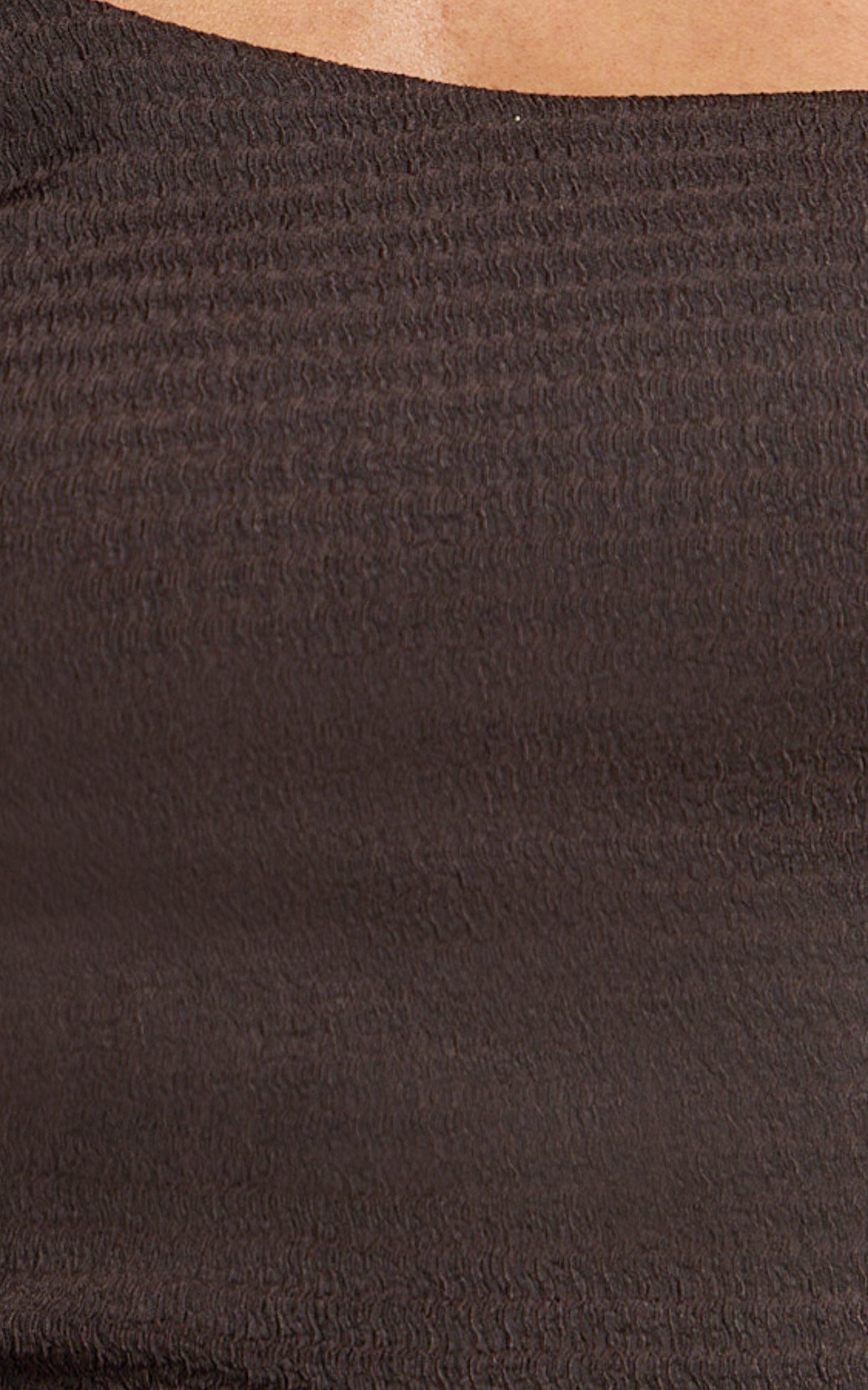 Tilly Midi Dress - Stretch Fitted Shoulder Trim Side Split Dress in Chocolate