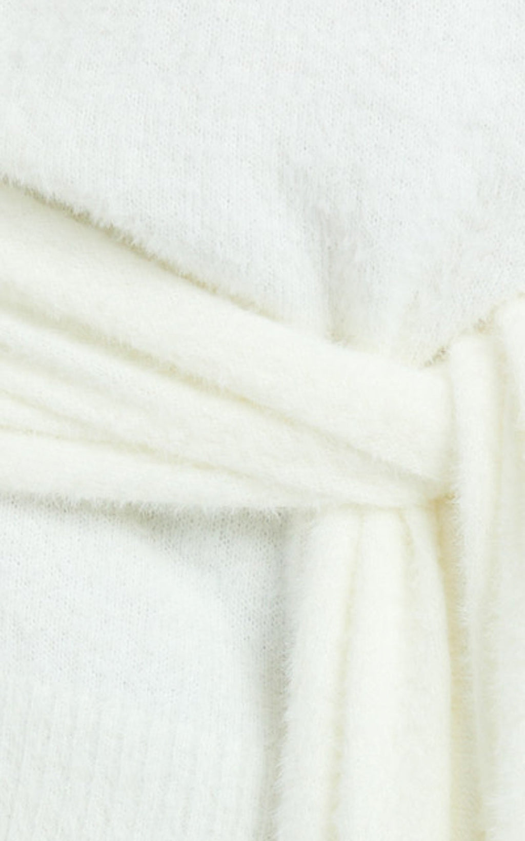 Tisdale Mini Dress - Wrap Skirt Fluffy Knit Jumper Dress in Cream