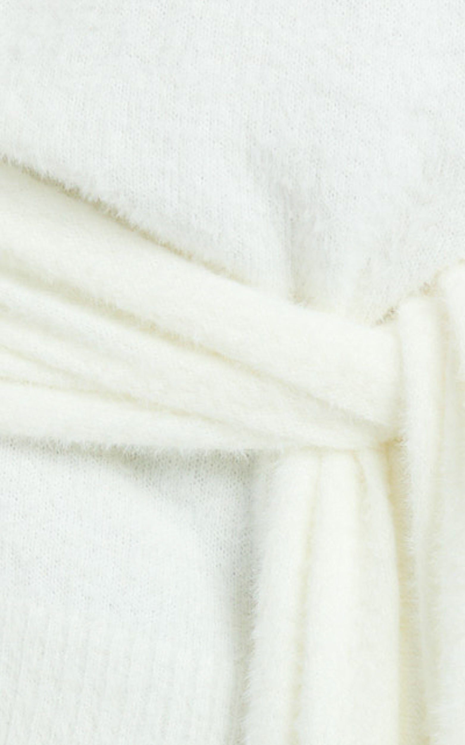Tisdale Mini Dress - Wrap Skirt Fluffy Knit Jumper Dress in Cream