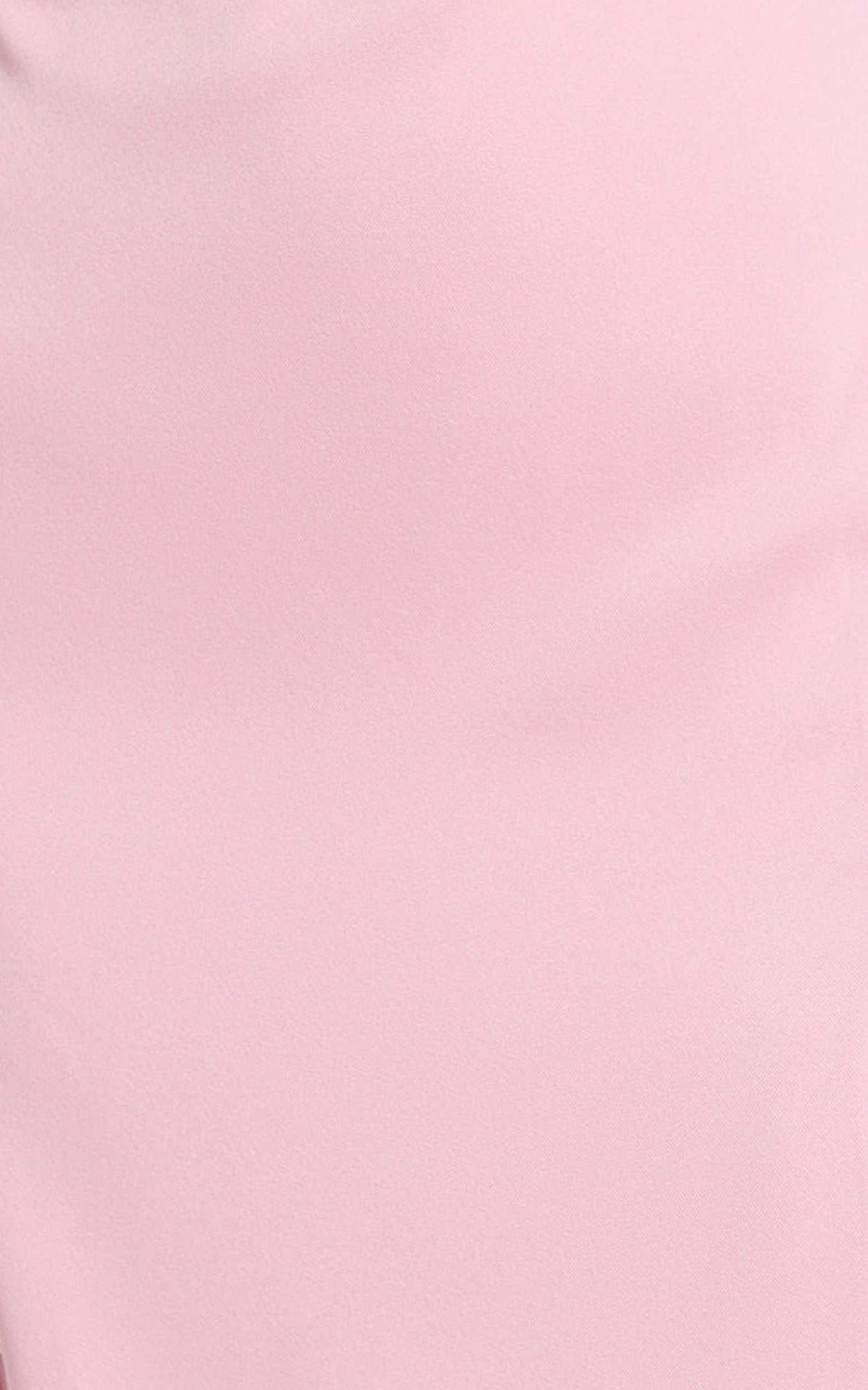 Veronnie Midi Dress - Tucked High Neck Sleeveless Fitted Leg Split Skirt Dress in Pink