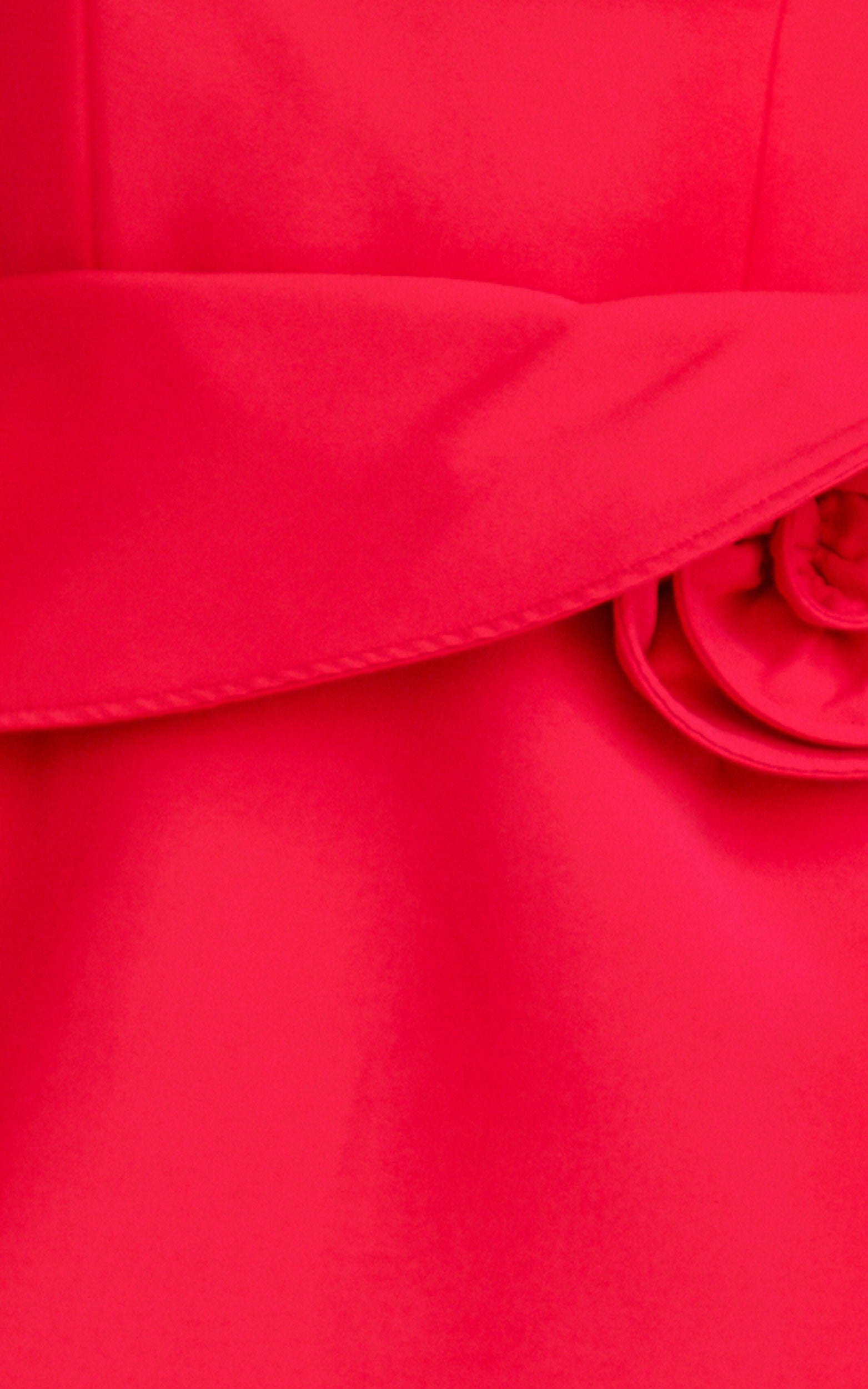 Vivienne Mini Dress - Square Neck Rosette Peplum Dress in Red