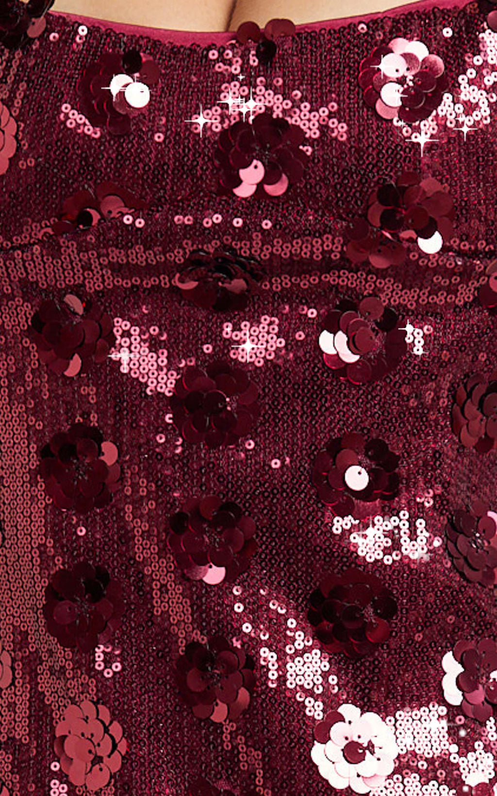 Vivienne Mini Dress - Straight Neck Sequin Dress in Wine