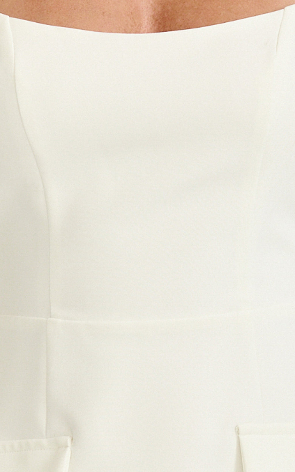Zita Mini Dress - Long Sleeve Tailored Tulip Dress in Off White