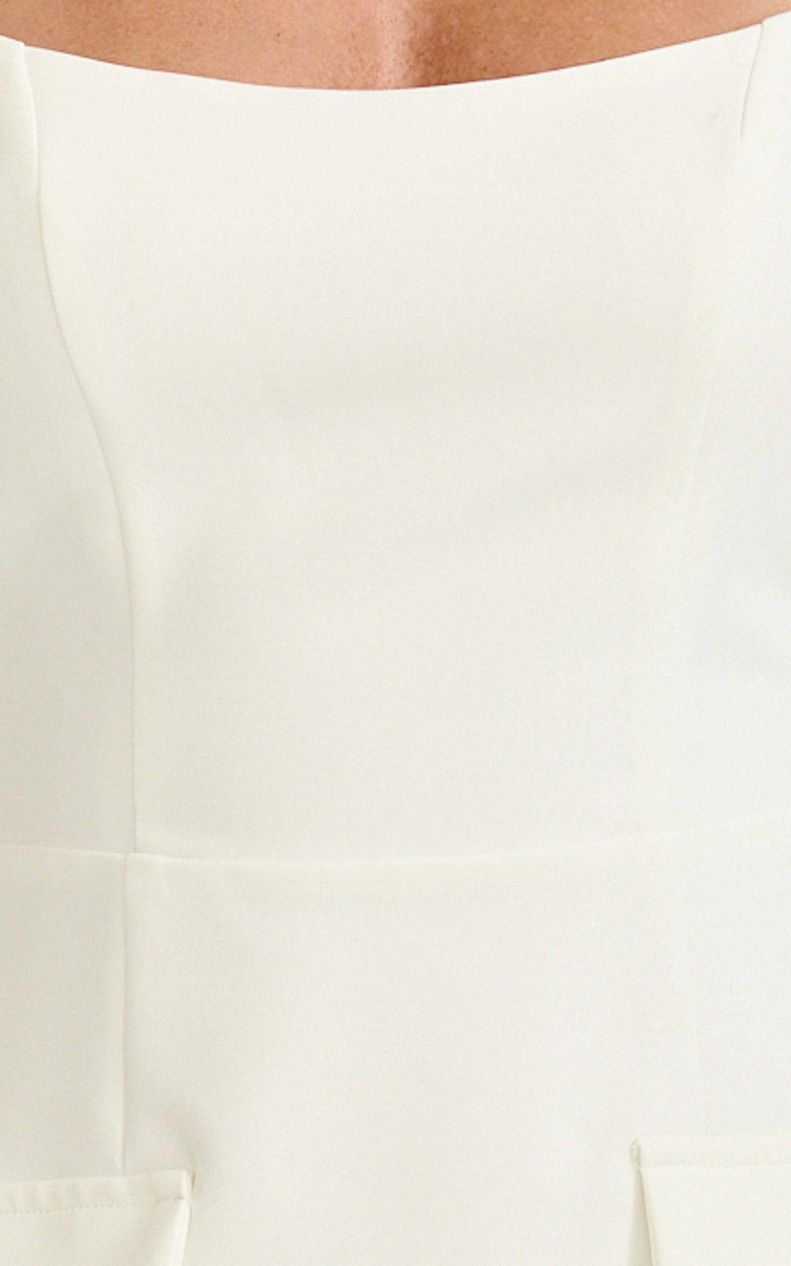 Zita Mini Dress - Long Sleeve Tailored Tulip Dress in Off White